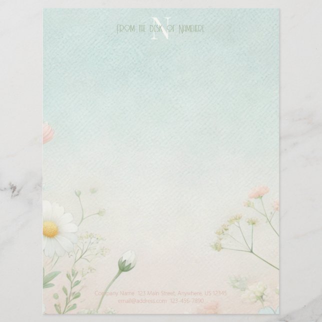 Create Your Own Soft Daisies Pink Flowers Letterhead (Front)