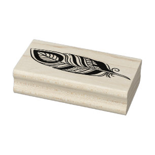 Create Your Own Solid Stripes Boho Feather Rubber Stamp