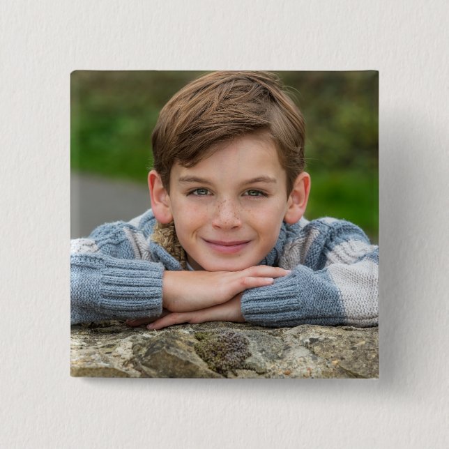 Create Your Own Son Photo Custom Pic Double Sided  2 Inch Square Button (Front)