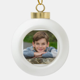 Create Your Own Son Photo Custom Pic Double Sided Ceramic Ball Christmas Ornament
