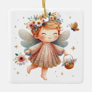 Create Your Own Sparkling Daisies Angel Ceramic Ornament
