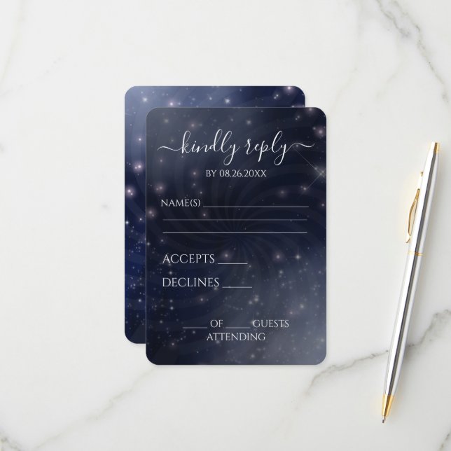 Create Your Own - Spiral Starry Sky RSVP Card (Front/Back In Situ)