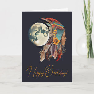 Create Your Own Spiritual Boho Full Moon Holiday Card