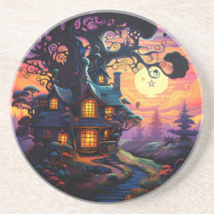 Create Your Own Spooky Witch House Sunset Coaster