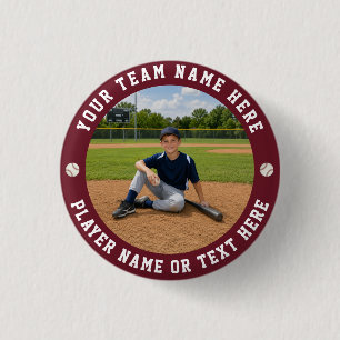 Create Your Own Sports Baseball Team Photo 1 Inch Round Button