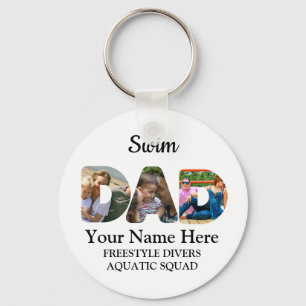 Create your own sports Dad photo collage Swim Dad Keychain