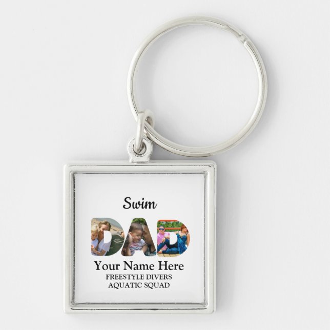 Create your own sports Dad photo collage Swim Dad Keychain (Front)
