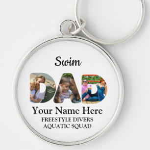 Create your own sports Dad photo collage Swim Dad Keychain