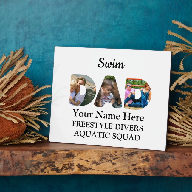 Create your own sports Dad photo collage Swim Dad Plaque (Side)