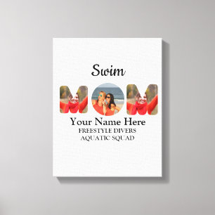 Create your own sports mom photo collage swim mom canvas print