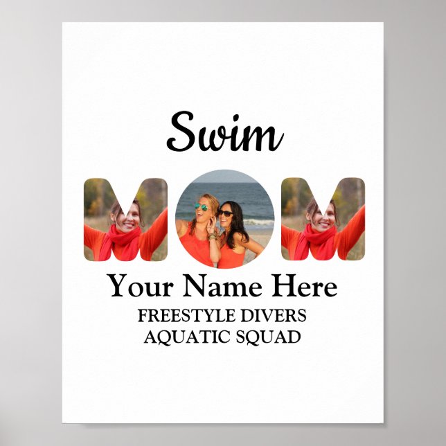 Create your own sports mom photo collage swim mom poster (Front)