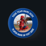 Create Your Own Sports Team Photo 1 Inch Round Button<br><div class="desc">Photo of a softball catcher ready to receive the ball from the pitcher on a pin button. The photo template is easy to customize. Gift for a player or a team of softball, baseball, hockey, basketball, football or any other sport. Easily place a square photo in the template to make...</div>