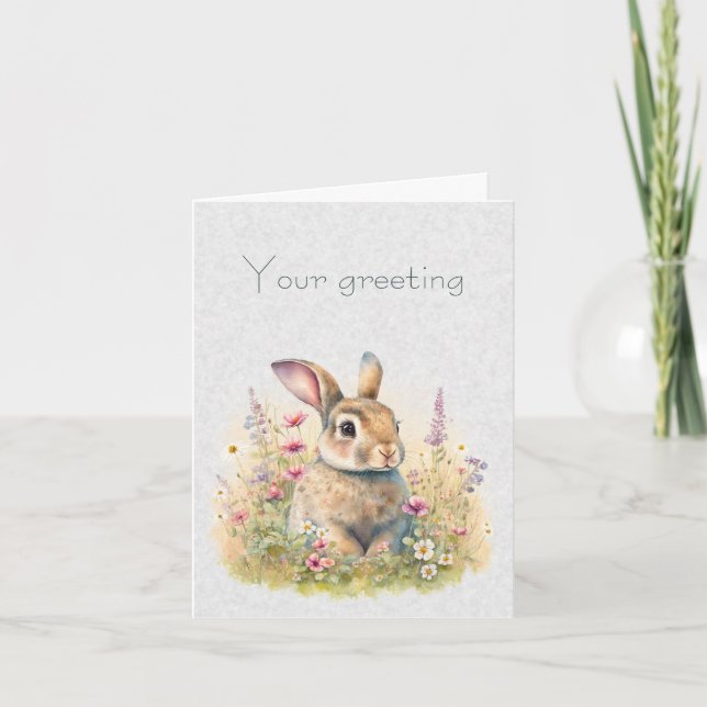 Create Your Own Spring Bunny & Wildflowers Card (Front)
