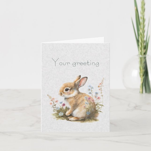 Create Your Own Spring Bunny & Wildflowers Card (Front)