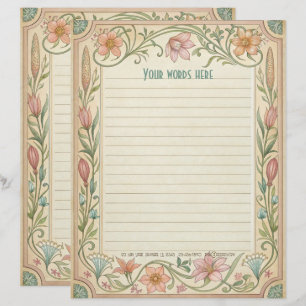 Create Your Own Spring Floral Art Deco Note Paper