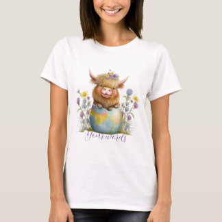 Create Your Own Spring Highland Bull & Wildflowers T-Shirt