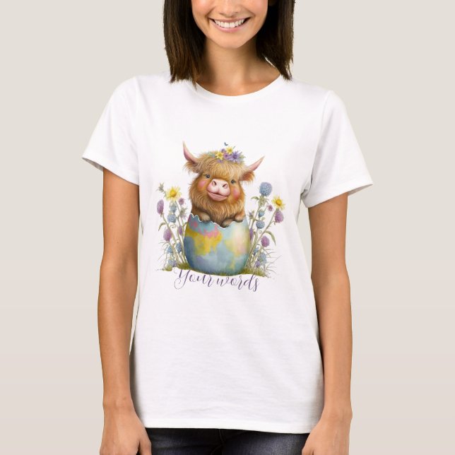 Create Your Own Spring Highland Bull & Wildflowers T-Shirt (Front)