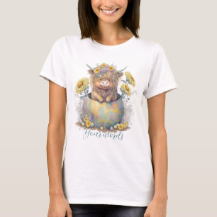 Create Your Own Spring Highland Bull & Wildflowers T-Shirt