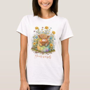 Create Your Own Spring Highland Bull & Wildflowers T-Shirt