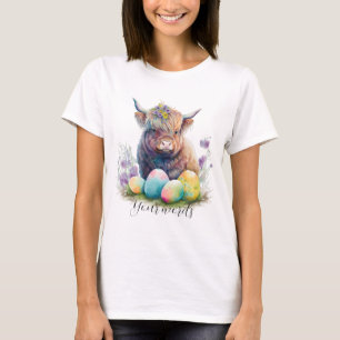 Create Your Own Spring Highland Bull & Wildflowers T-Shirt