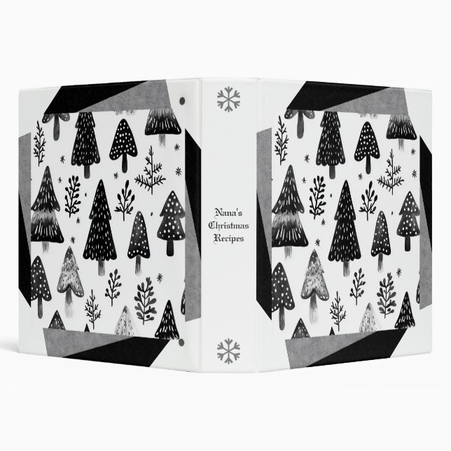 Create Your Own Spunky Black White Christmas Trees Binder (Background)