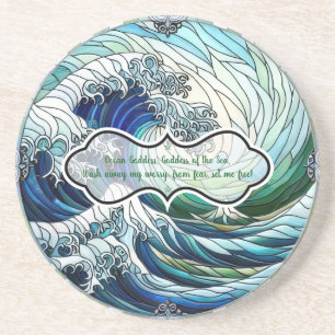 Create Your Own Stained Glass Curled Waves Moon  Coaster
