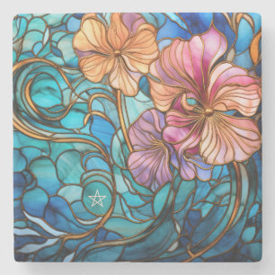Create Your Own Stained Glass Hibiscus Flowers Stone Coaster