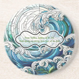 Create Your Own Stained Glass Moonlit Curly Waves Coaster