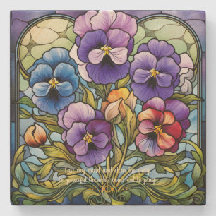 Create Your Own Stained Glass Pansy Flowers Window Stone Coaster