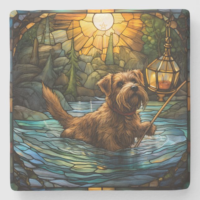 Create Your Own Stained Glass Style Dog Stone Coaster (Front)
