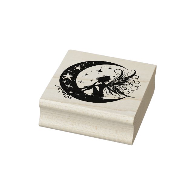 Create Your Own Starry Crescent Moon Fairy Rubber Stamp (Stamp)