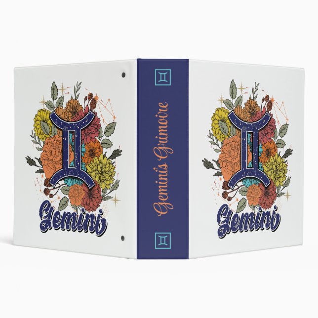Create Your Own Starry Floral Gemini Zodiac Binder (Background)