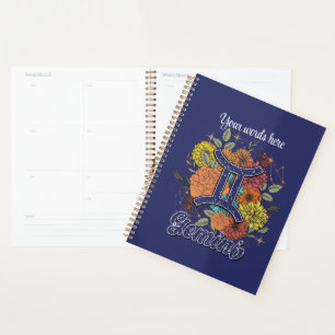 Create Your Own Starry Floral Gemini Zodiac Planner