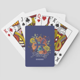 Create Your Own Starry Floral Pisces Zodiac Playing Cards