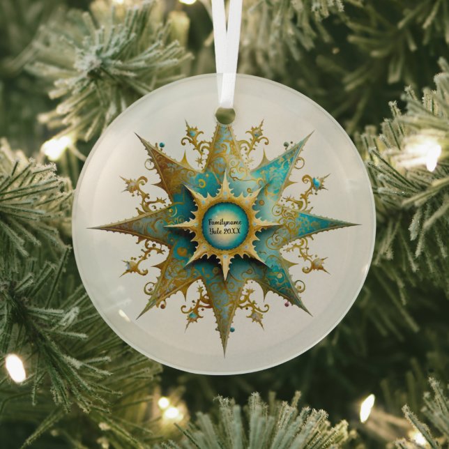 Create Your Own Steampunk Yule Snowflake Glass Ornament (Insitu)