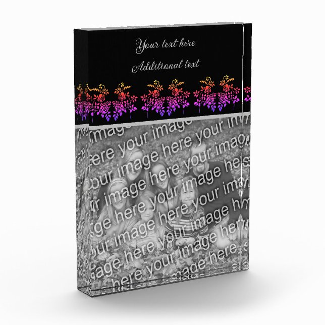 Create Your Own Stenciled Roses Personalized  Photo Block (Left)