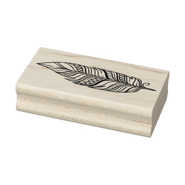 Create Your Own Striped Boho Feather Rubber Stamp (Stamp)