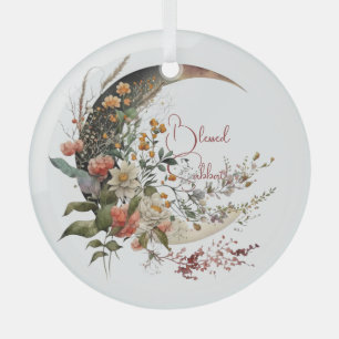 Create Your Own Summer Floral Crescent Moon Glass Ornament