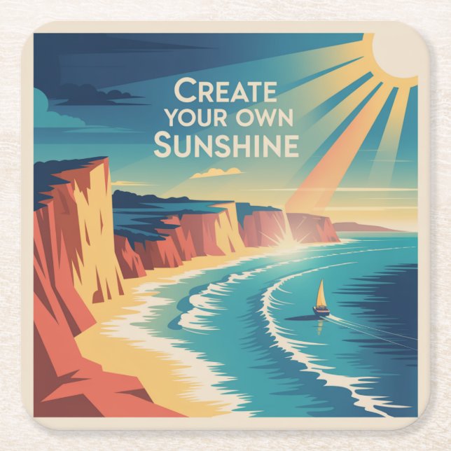 Create Your Own Sunshine Square Paper Coaster (Front)