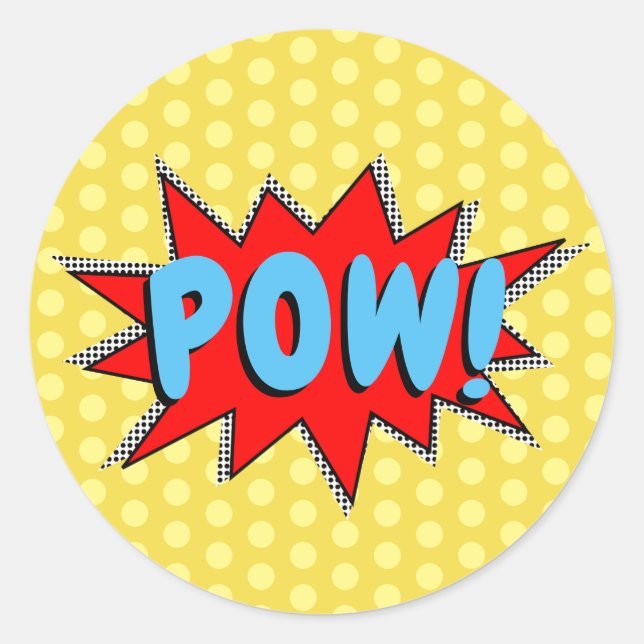 Create Your Own Superhero Onomatopoeias! POW! Classic Round Sticker (Front)