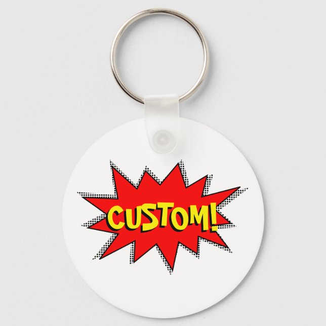 Create Your Own Superhero Onomatopoeias! POW! Keychain (Front)