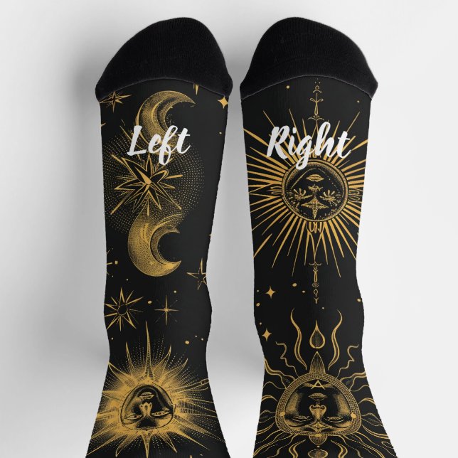 Create Your Own Surreal Celestial Moon & Stars Socks (Top)