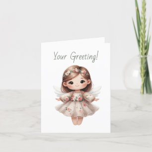 Create Your Own Sweet Roses Christmas Angel Holiday Card