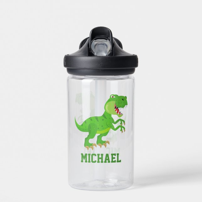 Create Your Own T-rex Dinosaur Name Water Bottle (Front)