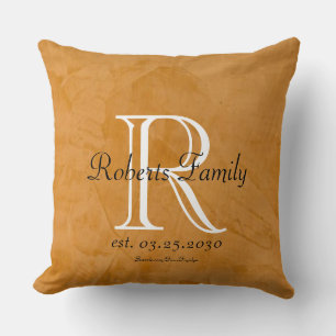 Create Your Own Tanned Faux Leather Monogram Throw Pillow