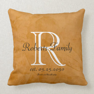 Create Your Own Tanned Faux Leather Monogram Throw Pillow