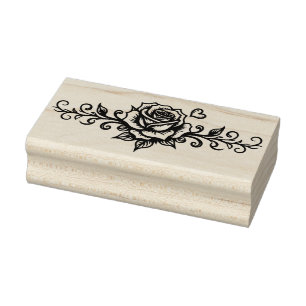 Create Your Own Tattoo Artwork Rose Vine Heart Rubber Stamp