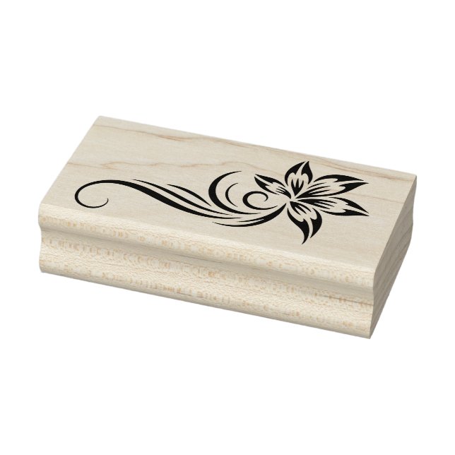 Create Your Own Tattoo Style Swirled Stem Flower Rubber Stamp (Stamp)