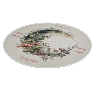 Create Your Own Tea Roses Floral Crescent Moon Cutting Board