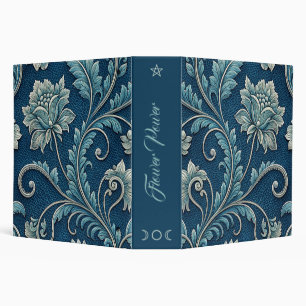 Create Your Own Teal Blue  Embossed Vintage Floral Binder